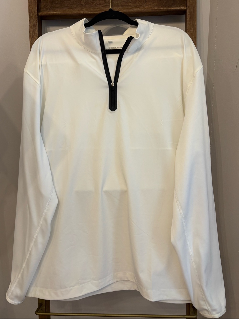 Nike White Long-Sleeve Quarter-Zip Pullover with Black Trim